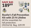 Roofer's Fall Prevention Kit with 25 ftLifeline
