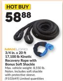 3/4 in. x 20 17,100 lb Kinetic Recovery Rope with Bonus SoftShackle