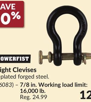 Straight Clevises 7/8 in. Working load limit: 16,000 lb.