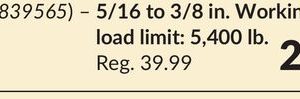 Chain Load Binders 5/16 to 3/8 in. Working load limit: 5,400 lb.