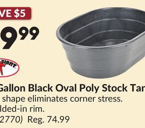 40 Gallon Black Oval Poly Stock Tank