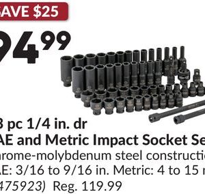 53 pc 1/4 in. dr SAE and Metric Impact Socket Set