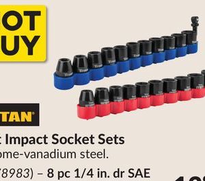8 pc 1/4 in. dr SAE 6 pt Impact Socket Sets