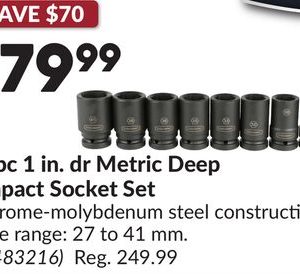 8 pc 1 in. dr Metric Deep Impact Socket Set