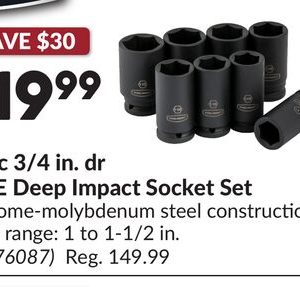 8 pc 3/4 in. dr SAE Deep Impact Socket Set