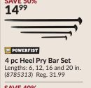 4 pc Heel Pry Bar Set
