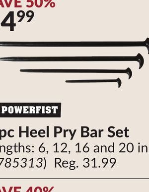 4 pc Heel Pry Bar Set