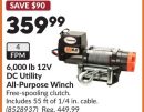 6,000 lb 12V DC Utility All-Purpose Winch