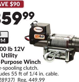 6,000 lb 12V DC Utility All-Purpose Winch