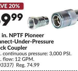 1/2 in. NPTF Pioneer Connect-Under-Pressure Quick Coupler