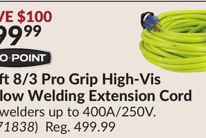 80 ft8/3 Pro Grip High-Vis Yellow Welding Extension Cord