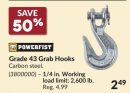 POWERFIST 1/4 in. Working load limit: 2,600 lb. Grade 43 Grab Hooks