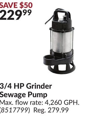 3/4 HP Grinder Sewage Pump