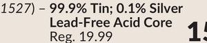 99.9% Tin; 0.1% Silver Lead-Free Acid Core Solders