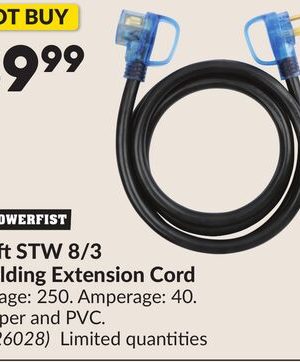 12 ftSTW 8/3 Welding Extension Cord