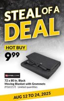 72 x 80 in. Black Moving Blanket with Grommets