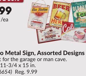 Surplus Retro Metal Sign, Assorted Designs