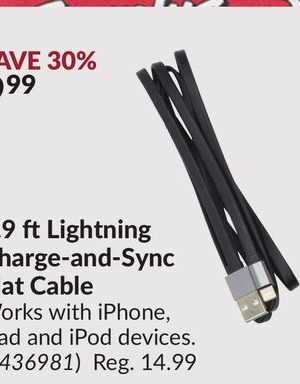 3.9 ft Lightning Charge-and-Sync Flat Cable