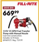 115V 15 GPM Fuel Transfer Pump with Manual Nozzle