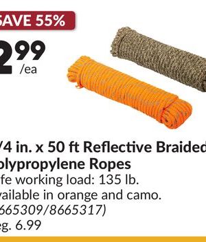 1/4 in. x 50 ft Reflective Braided Polypropylene Ropes