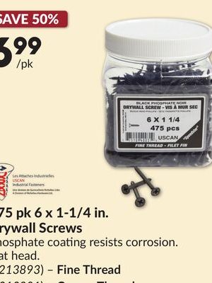 475 pk 6 x 1-1/4 in. Drywall Screws