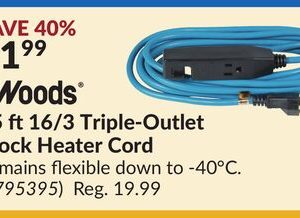 15 ft16/3 Triple-Outlet Block Heater Cord