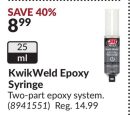 KwikWeld Epoxy Syringe