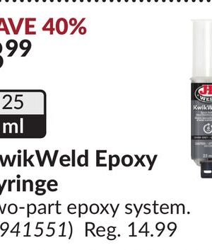 KwikWeld Epoxy Syringe