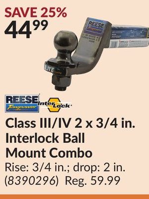 Class III/IV 2 x 3/4 in. Interlock Ball Mount Combo