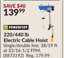 220/440 lb Electric Cable Hoist