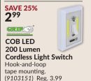 COB LED 200 Lumen Cordless Light Switch