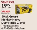 50 pk Grease Monkey Heavy Duty Nitrile Gloves Medium