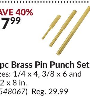 3 pc Brass Pin Punch Set