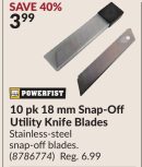 10 pk 18 mm Snap-O Utility Knife Blades