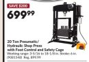 20 Ton Pneumatic/ Hydraulic Shop Press with Foot Control and Safety Cage