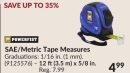 12 ft(3.5 m) x 5/8 in. SAE/Metric Tape Measures
