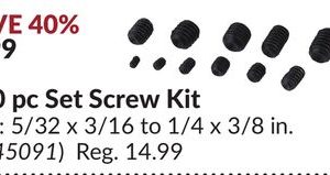 160 pc Set Screw Kit