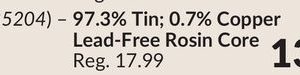 97.3% Tin; 0.7% Copper Lead-Free Rosin Core