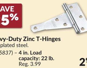 Heavy-Duty Zinc T-Hinges