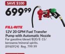 12V 20 GPM Fuel Transfer Pump with Automatic Nozzle