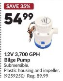 12V 3,700 GPH Bilge Pump