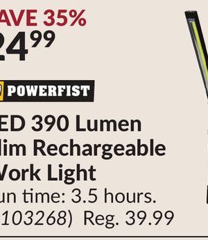 LED 390 Lumen Slim Rechargeable Work Light