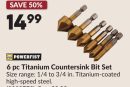 6 pc Titanium Countersink Bit Set