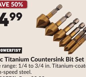 6 pc Titanium Countersink Bit Set