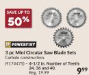 3 pc Mini Circular Saw Blade Sets