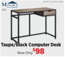 Taupe/Black Computer Desk