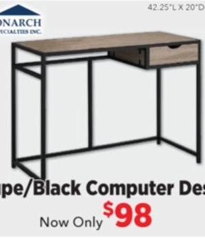 Taupe/Black Computer Desk