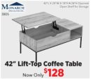 42" Lift-Top Grey Coffee Table
