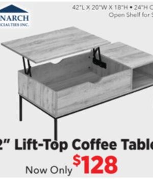 42" Lift-Top Grey Coffee Table
