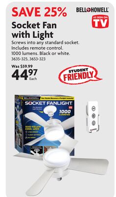 Socket Fan with Light